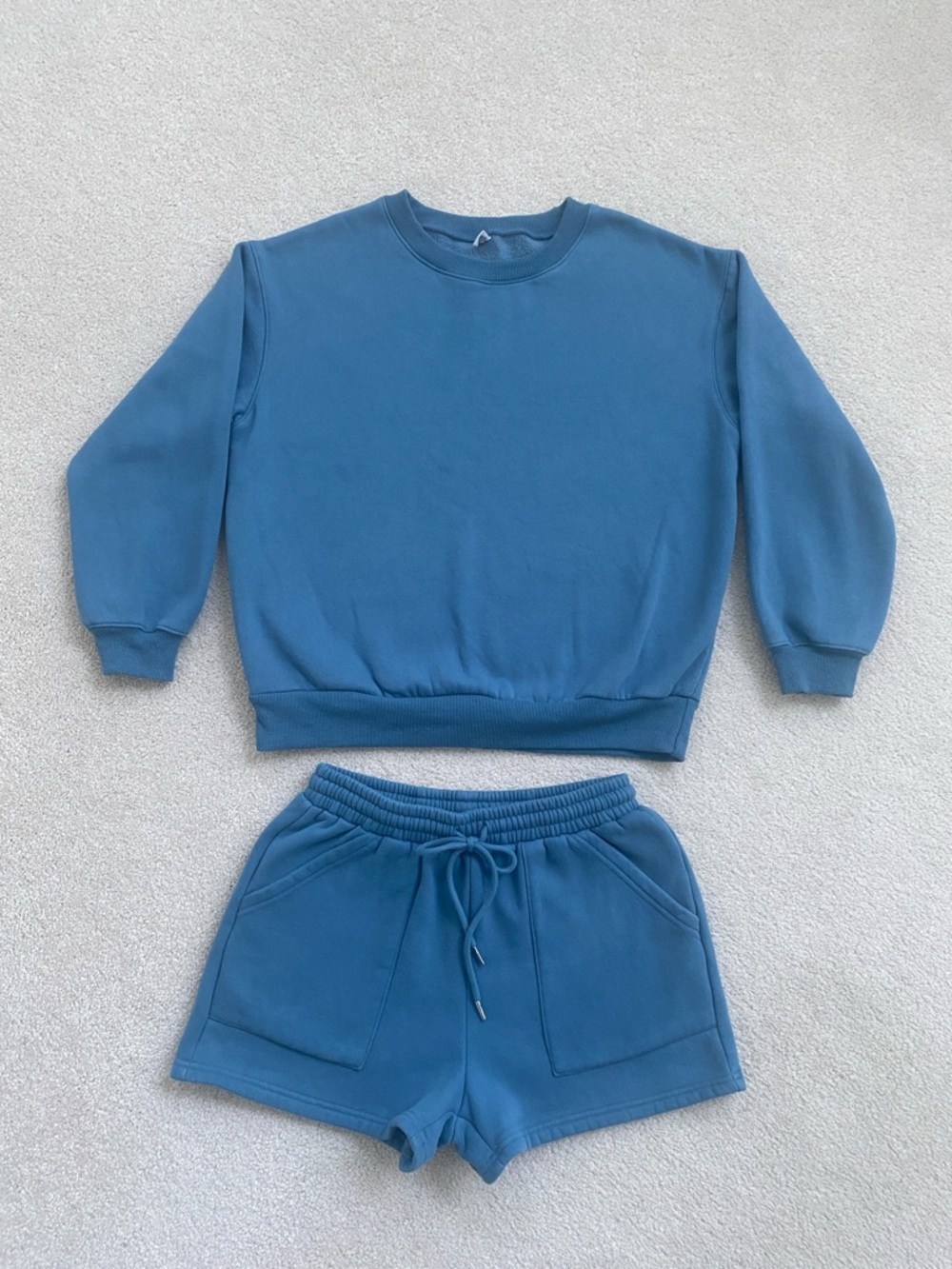 Blue Two-Piece Sweatshirt and Shorts Set